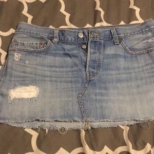 Denim destructed mini skirt